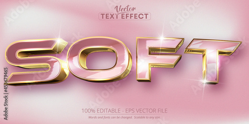 Soft text, rose gold and shiny golden color style editable text effect