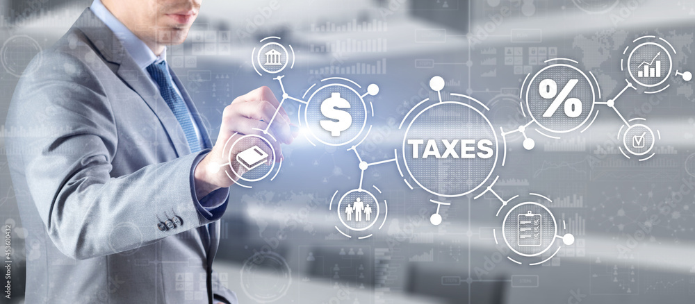 Φωτογραφία Concept of taxes paid by individuals and corporations such as VAT, income tax and property tax