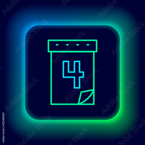 Glowing neon line Day calendar with date July 4 icon isolated on black background. USA Independence Day. 4th of July. Colorful outline concept. Vector