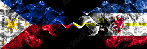 Tableau sur toile Philippines, Filipino vs Germany, Mecklenburg Western Pomerania, state smoke flags side by side