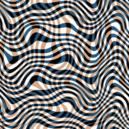 Abstract trendy wavy gingha...