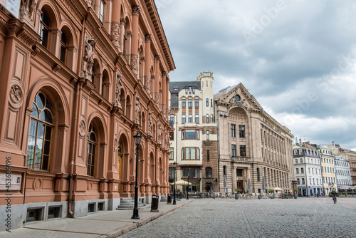 View to empty Dom square street, due to Covid-19 quarantine in Riga © zanna_