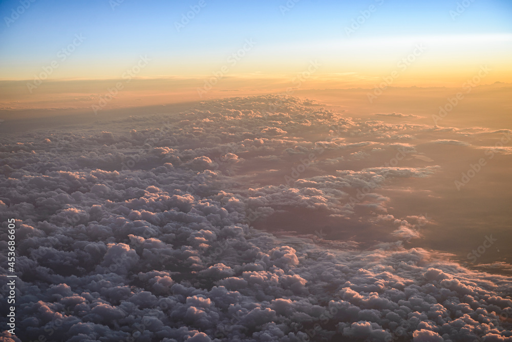 Sky clouds beautiful colors sunrise sunset aerial view