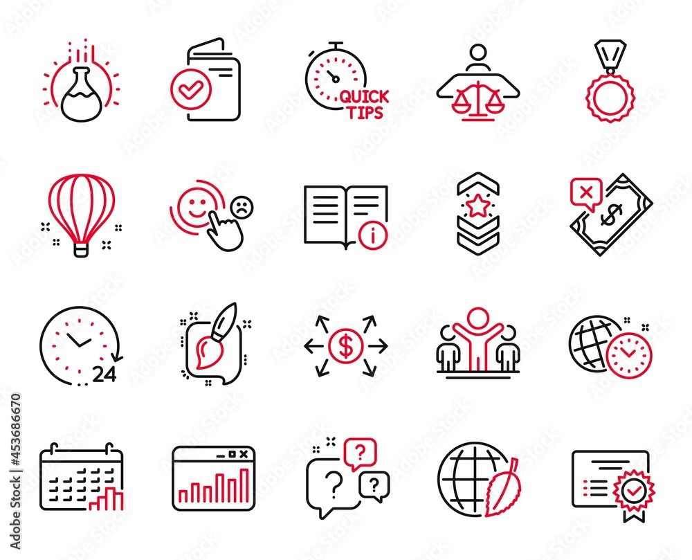 Vector Set of Education icons related to Chemistry experiment, Winner and Calendar graph icons. Air balloon, 24 hours and Certificate signs. Painting brush, Medal and Environment day. Vector Vector Set of Education icons related to Chemistry experiment, Winner and Calendar graph icons. Air balloon, 24 hours and Certificate signs. Painting brush, Medal and Environment day. Vector