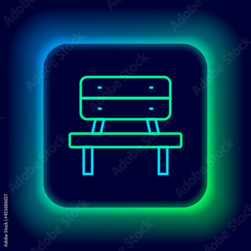 Glowing neon line Bench icon isolated on black background. Colorful outline concept. Vector