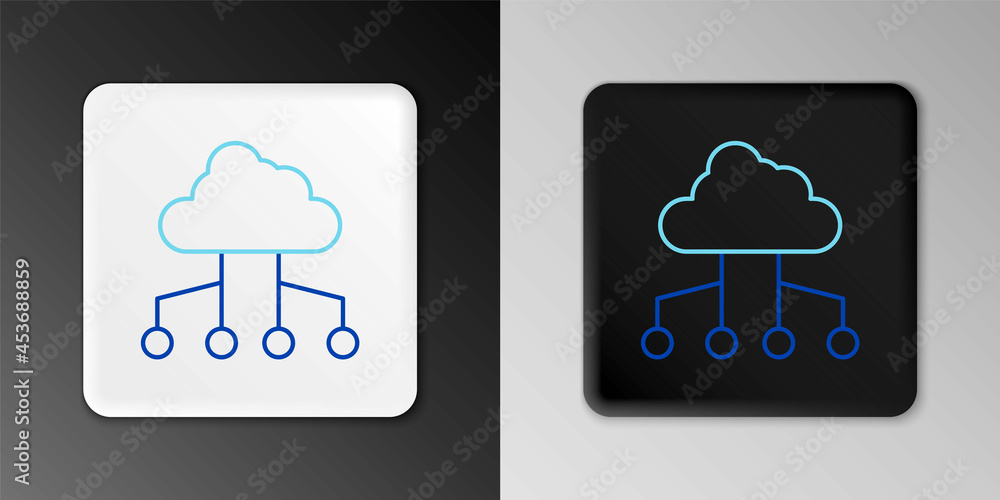 Line Network cloud connection icon isolated on grey background. Social technology. Cloud computing concept. Colorful outline concept. Vector Line Network cloud connection icon isolated on grey background. Social technology. Cloud computing concept. Colorful outline concept. Vector