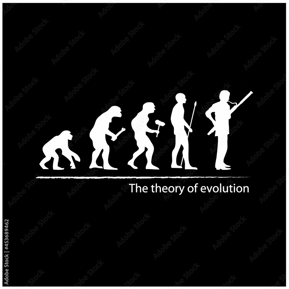illustration of evolution into bassoon player illustration of evolution into bassoon player