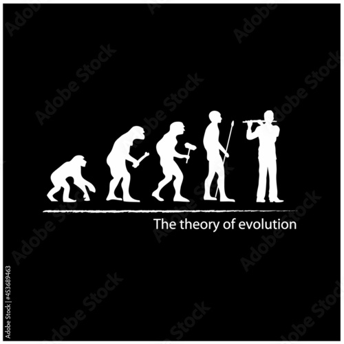illustration of evolution into flute player