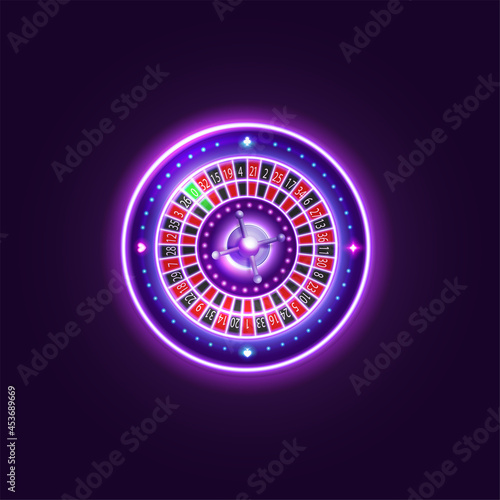 Pink shine neon Casino Roulette wheel, digital casino element