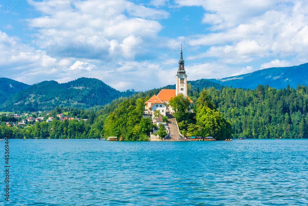 Church on the island of Lake Bled, Slovenia