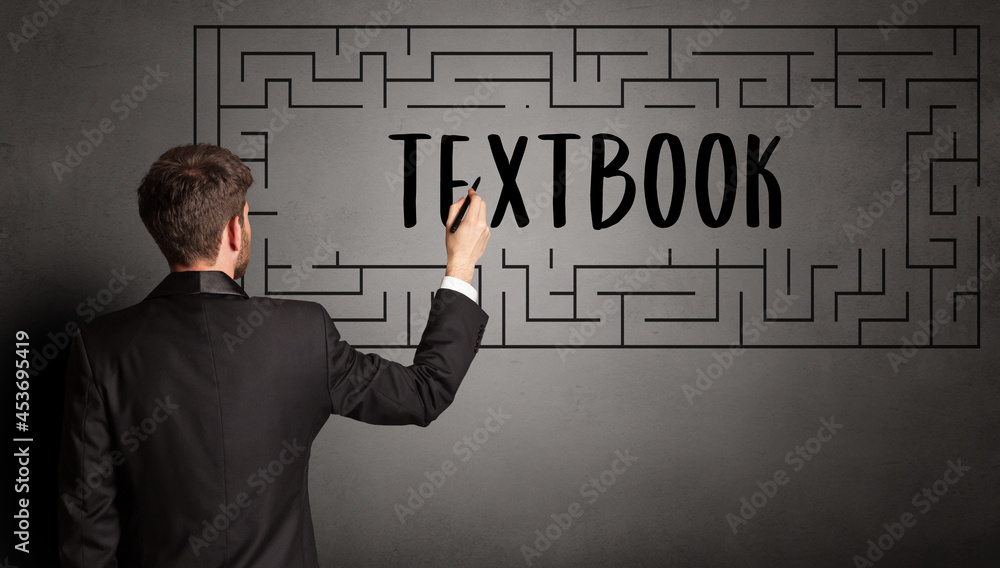 businessman drawing maze concept businessman drawing maze concept