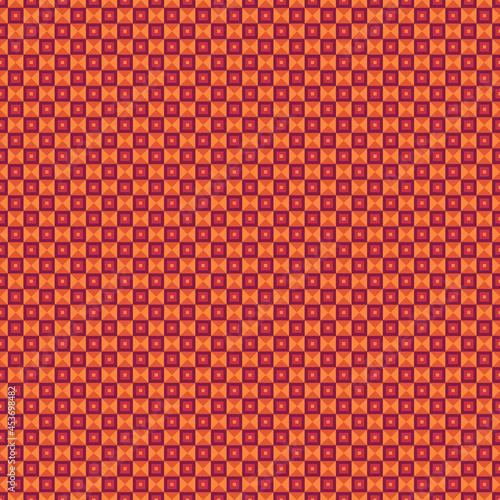Triangles, checks ornament. Seamless pattern. Tiles backdrop. Triangular shapes, squares wallpaper. Geometric background. Ethic motif. Digital paper. Mosaic textile print. Geometrical vector work