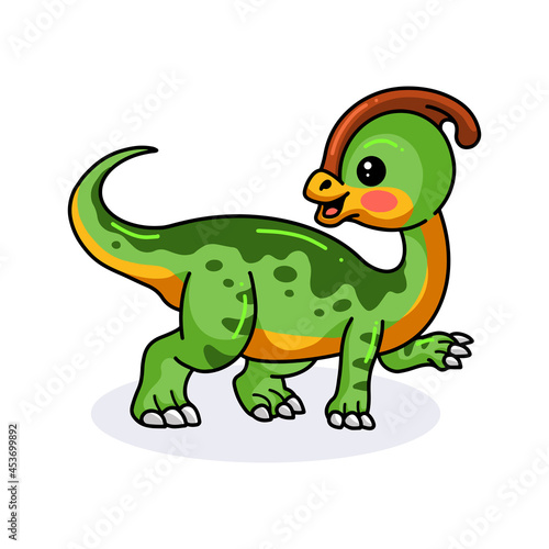 Cute little parasaurolophus dinosaur cartoon