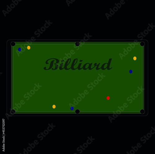Billiard table top view balls sport theme.  Vector background