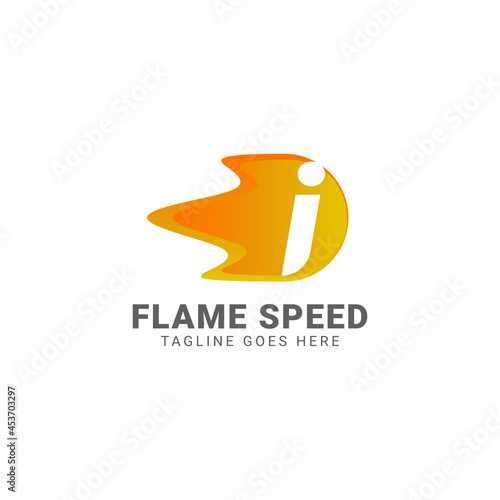 letter I flame speed vector logo design