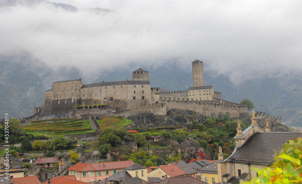 View from Montebello castle (medieval castle), Bellinzona, Switzerland