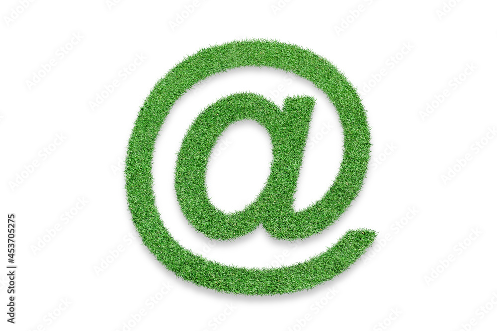 Email symbol covered of grass isolated on white background. Email symbol covered of grass isolated on white background.