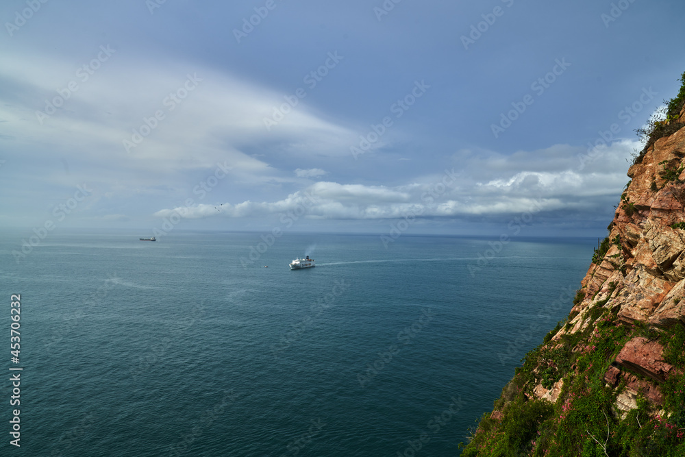 Scenic View of Mazatlán Mexico Ocean view from lighthouse with Ships in the Ocean 