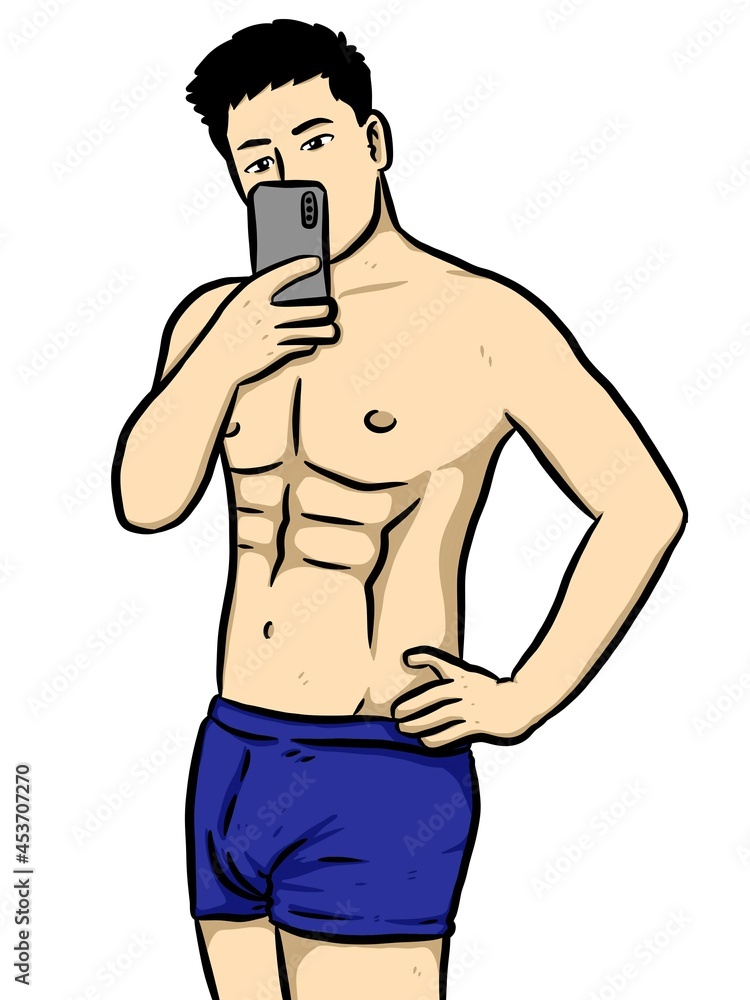 Fototapeta premium cute man cartoon on white background