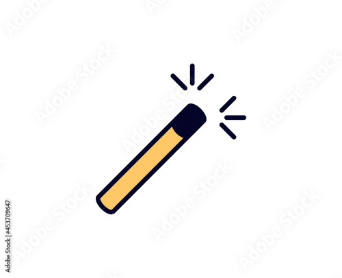 Magic wand flat icon. Single high quality outline symbol for web design or mobile app. Holidays thin line signs for design logo, visit card, etc. Outline pictogram EPS10
