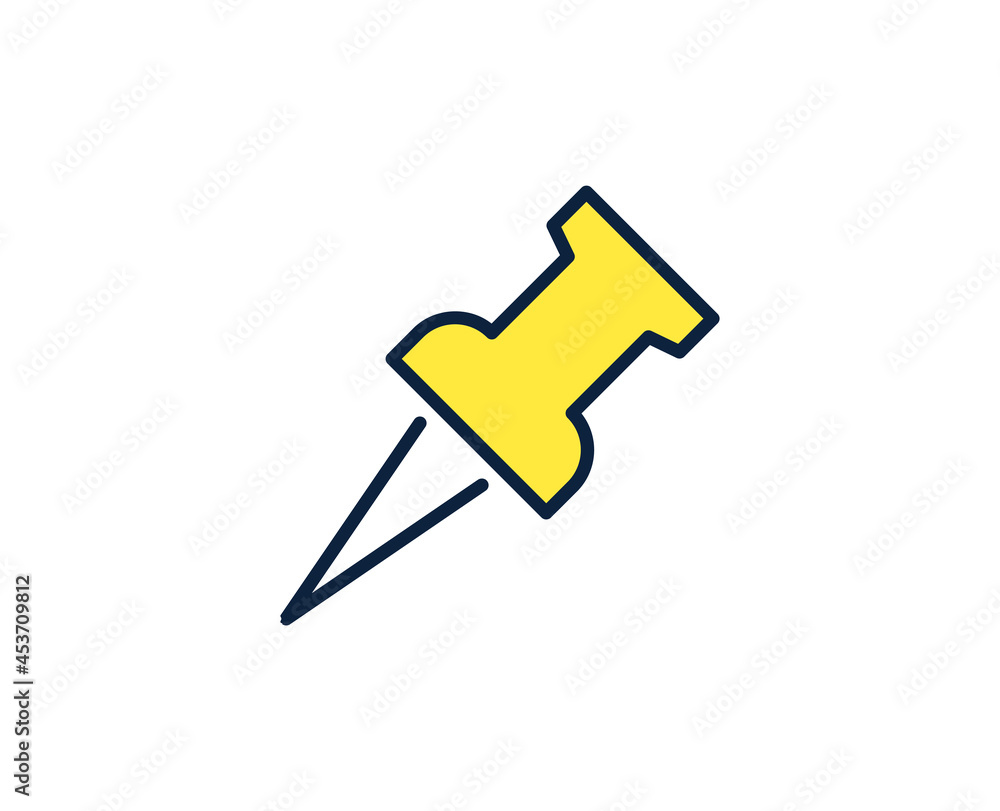 Push pin line icon. Vector symbol in trendy flat style on white background. Office sing for design. Push pin line icon. Vector symbol in trendy flat style on white background. Office sing for design.