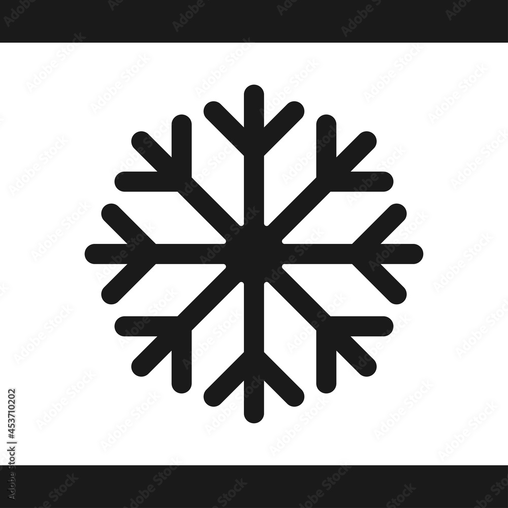 Snowflake icon. Simple flat style isolated on white background. Symbol of Ice, Christmas, winter, temperature, weather, crystal. Abstract element for decor. Silhouette snow shape. Vector illustration. Snowflake icon. Simple flat style isolated on white background. Symbol of Ice, Christmas, winter, temperature, weather, crystal. Abstract element for decor. Silhouette snow shape. Vector illustration.