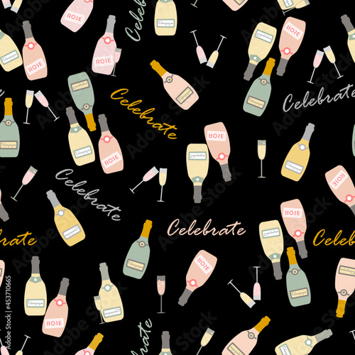 Celebrate with Champagne Seamless Pattern photo