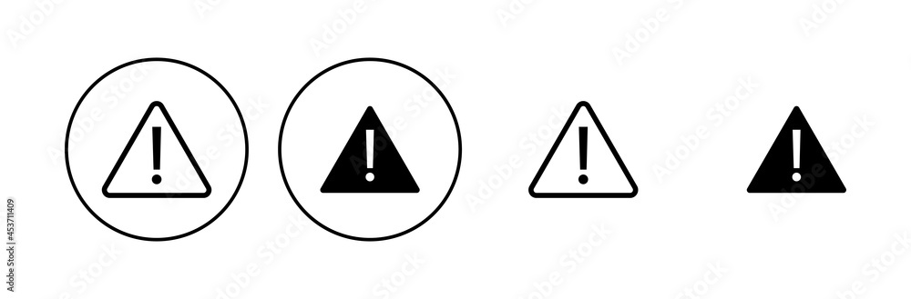 Exclamation danger sign. attention sign icon set. Hazard warning attention sign Exclamation danger sign. attention sign icon set. Hazard warning attention sign