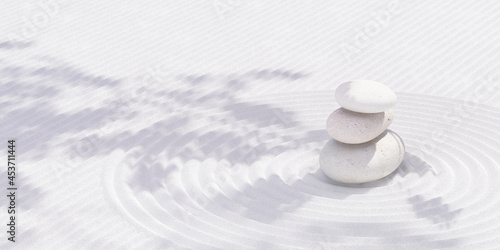 Canvas Print Japanese zen garden stone balance on nature light white background