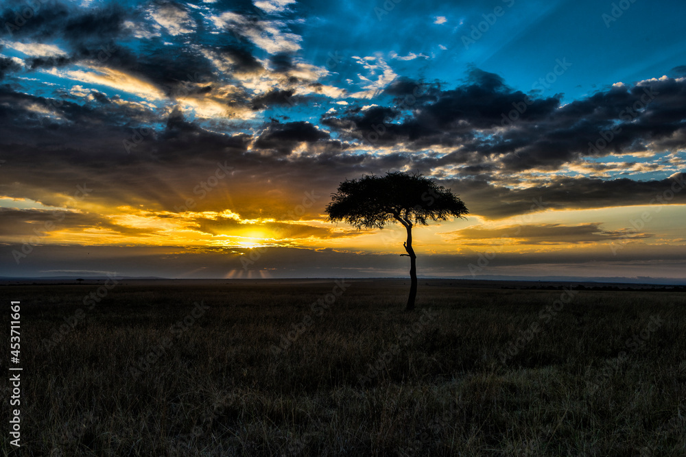 A sunset on the Mara. Taken in Kenya