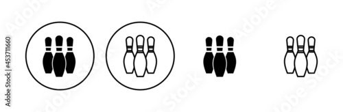 Bowling icon set. bowling ball and pin icon. bowling pins