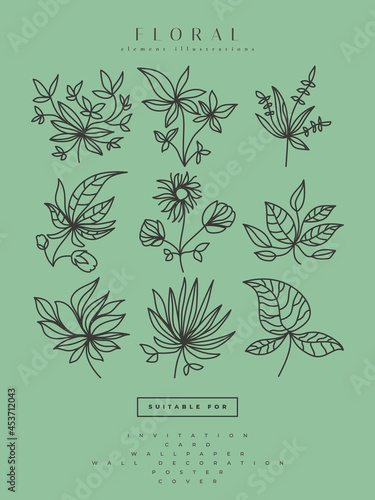 Collection of Minimalist Flower Illustrations in Line Art Style  Can be used for Print  Home Decor  Wall Art Poster  Invitation  and Other