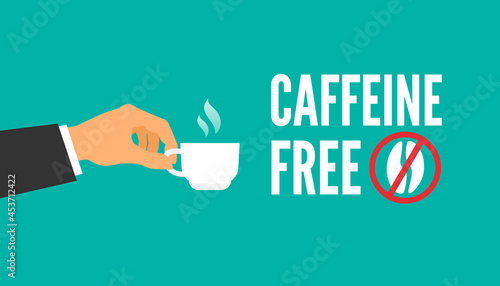 caffeine free man hand holds coffee cup decaf beverage vector illustration