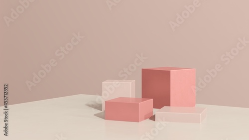3d render image pastel color podium with colourful background product display advertisement. © Faustudio