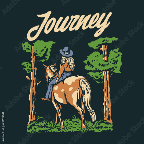Cowgirl journey illustration photo