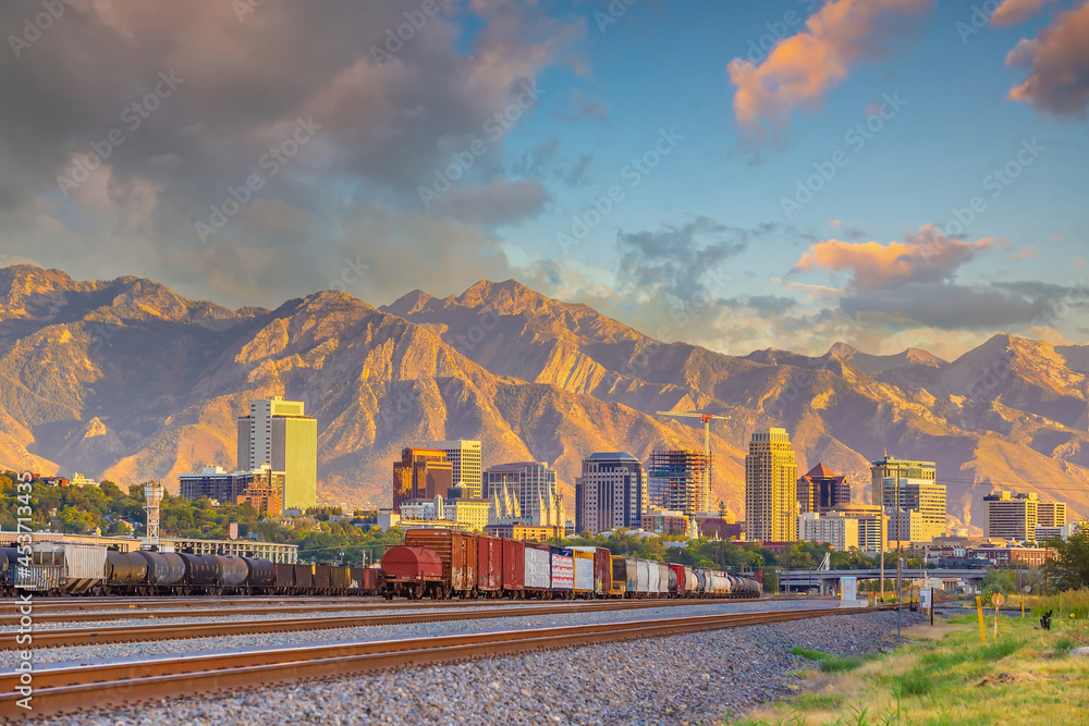 Downtown Salt Lake City skyline cityscape of Utah Stock Photo Adobe Stock