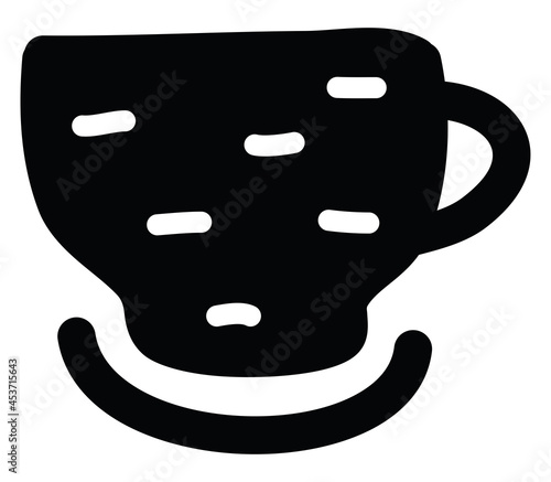 Black cup for capuccino, icon illustration, vector on white background