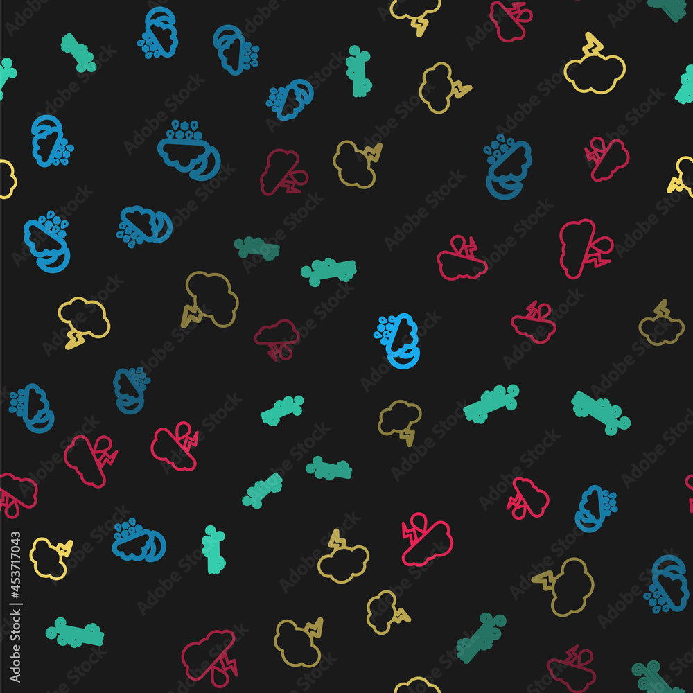 Set line Cloud with snow, rain, moon, Wind and, Storm and lightning on seamless pattern. Vector Set line Cloud with snow, rain, moon, Wind and, Storm and lightning on seamless pattern. Vector