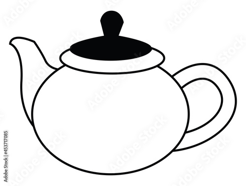 Small tea pot, icon illustration, vector on white background