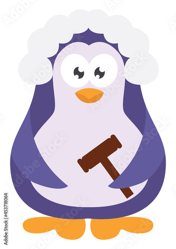 Judge penguin, icon illustration, vector on white background