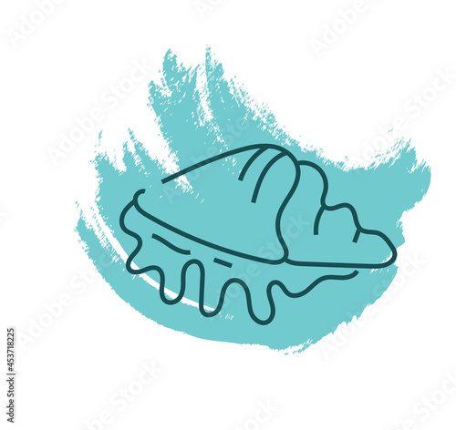 Big blue seashell, icon illustration, vector on white background