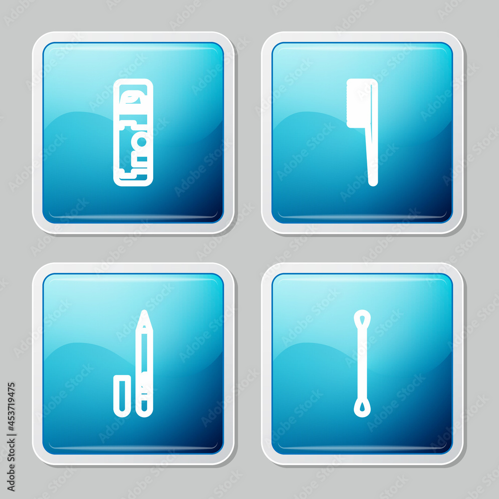 Set line Shaving gel foam, Hairbrush, Eyeliner, eyebrow and Cotton swab for ears icon. Vector Set line Shaving gel foam, Hairbrush, Eyeliner, eyebrow and Cotton swab for ears icon. Vector