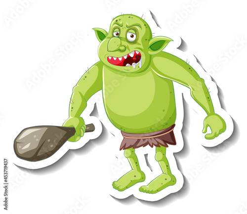 Green goblin or troll cartoon character sticker