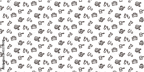 Fishing tackle icon pattern background for website or wrapping paper (Monotone version)
