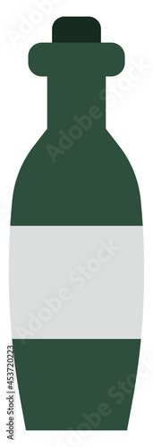 Green vermouth bottle, illustration, on a white background.