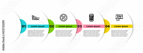 Set line Ecology infographic, No plastic bottle, Stop pollution and . Business infographic template. Vector