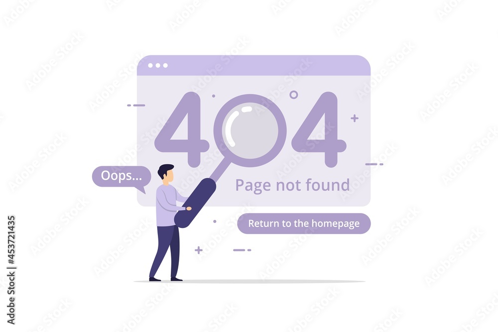 404 error page not found isolated in white background vector illustration 404 error page not found isolated in white background vector illustration