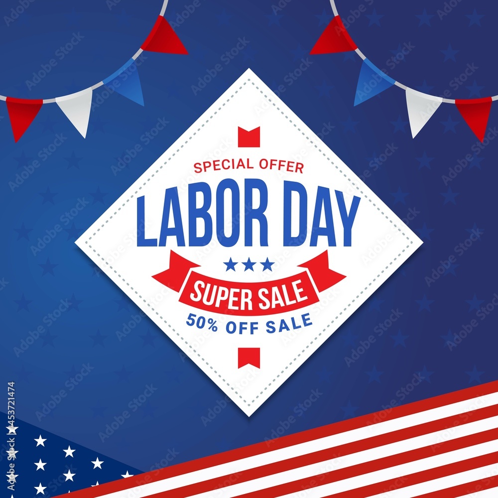 Labor day sale banner template design discount promotion