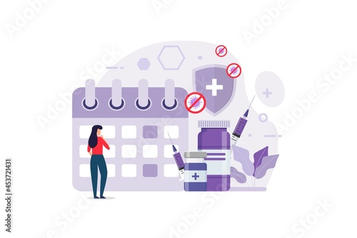 Vaccination for immunity health design concept. Time to vaccinate vector illustration