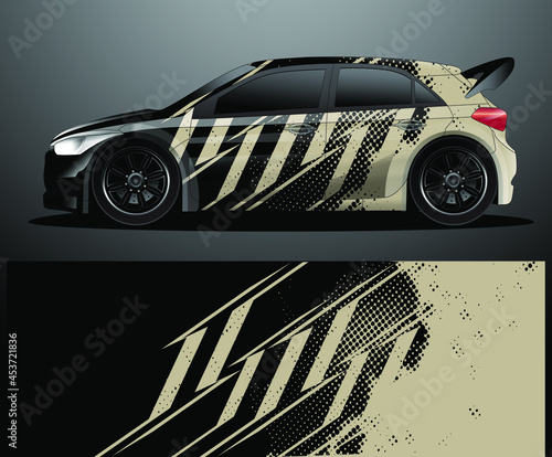 Rally car decal graphic wrap vector, abstract background